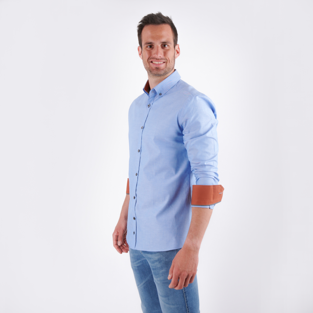 Geslagen vrachtwagen afdrijven een keer Herren Hemd blau - Slim Fit | Karokönig Ecotailoring